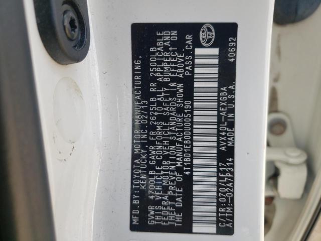 Photo 10 from auction – 2013 TOYOTA AVALON HYB with VIN 4T1BD1EB0DU005190