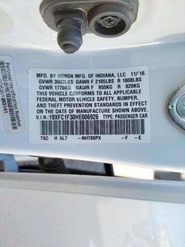Photo 10 from auction – 2017 HONDA CIVIC EX with VIN 19XFC1F30HE006926