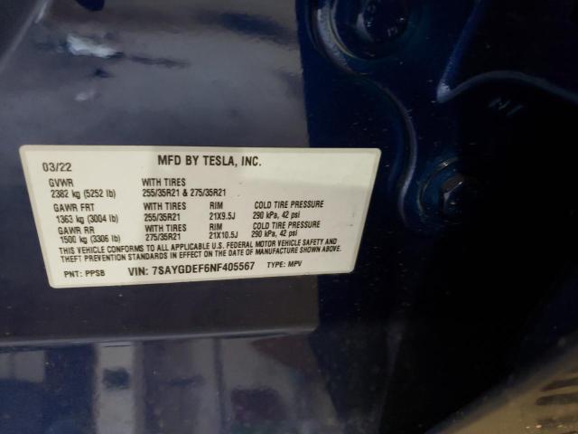 Фото 10 с аукциона – 2022 TESLA MODEL Y с VIN 7SAYGDEF6NF405567