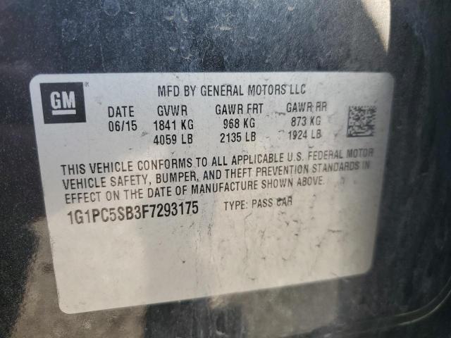 Photo 10 from auction – 2015 CHEVROLET CRUZE LT with VIN 1G1PC5SB3F7293175