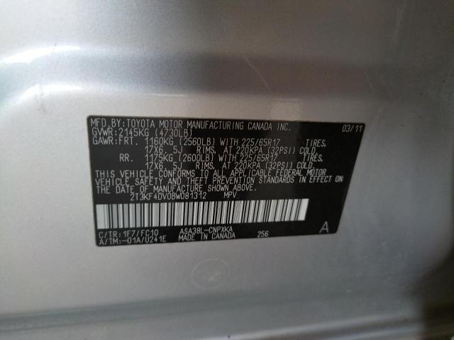 Photo 10 from auction – 2011 TOYOTA RAV4 with VIN 2T3KF4DV0BW081312