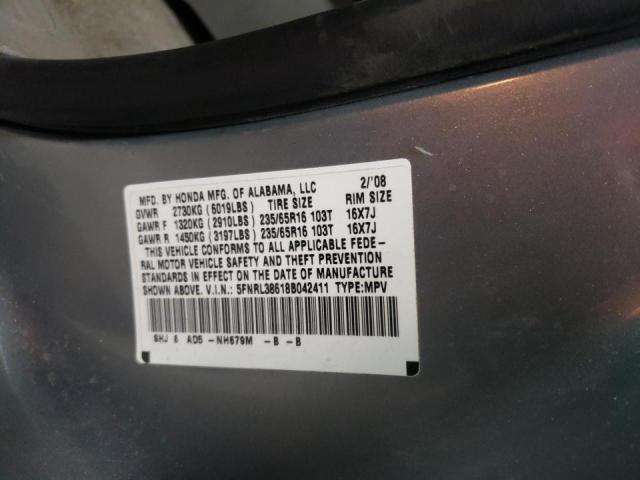 Photo 10 from auction – 2008 HONDA ODYSSEY EX with VIN 5FNRL38618B042411