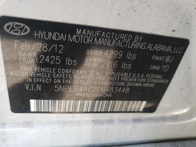 Photo 10 from auction – 2012 HYUNDAI SONATA GLS with VIN 5NPEB4AC2CH483448
