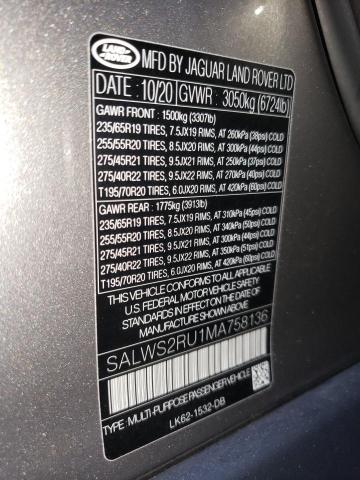Zdjęcie 10 z aukcji – 2021 LAND ROVER RANGE ROVE z VIN SALWS2RU1MA758136