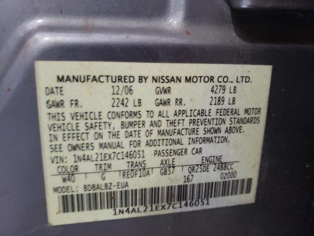 Photo 10 from auction – 2007 NISSAN ALTIMA 2.5 with VIN 1N4AL21EX7C146051