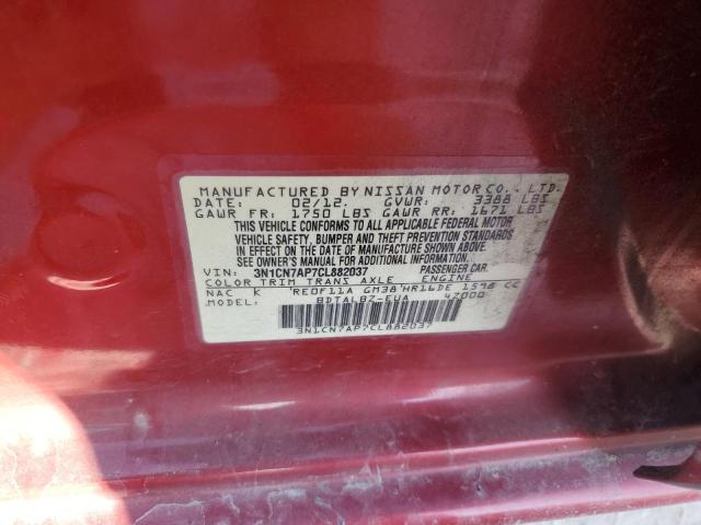 Photo 10 from auction – 2012 NISSAN VERSA S with VIN 3N1CN7AP7CL882037
