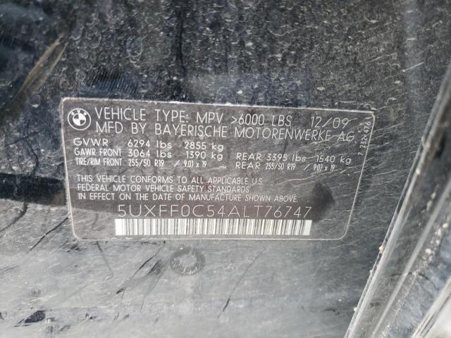Photo 10 from auction – 2010 BMW X5 XDRIVE3 with VIN 5UXFF0C54ALT76747