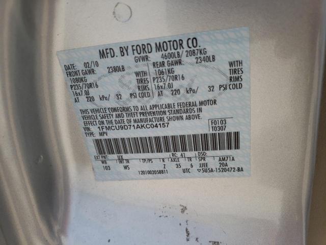 Photo 10 from auction – 2010 FORD ESCAPE with VIN 1FMCU9D71AKC04157