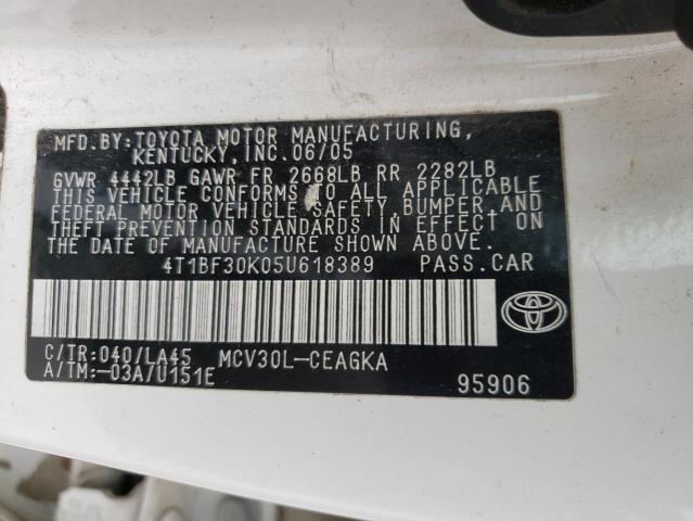 Photo 10 from auction – 2005 TOYOTA CAMRY with VIN 4T1BF30K05U618389