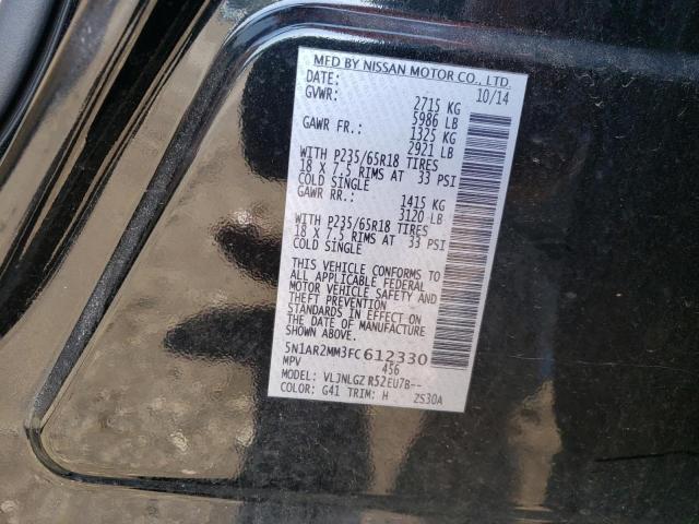 Photo 10 from auction – 2015 NISSAN PATHFINDER with VIN 5N1AR2MM3FC612330