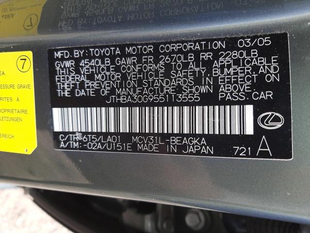 Photo 10 from auction – 2005 LEXUS ES 330 with VIN JTHBA30G955113555