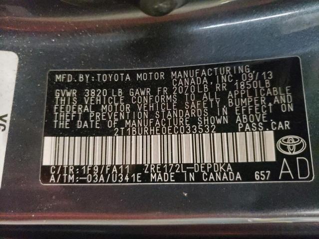 Photo 10 from auction – 2014 TOYOTA COROLLA L with VIN 2T1BURHE0EC033532