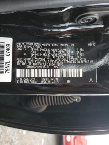 Photo 10 from auction – 2010 TOYOTA SEQUOIA PL with VIN 5TDDY5G18AS034319