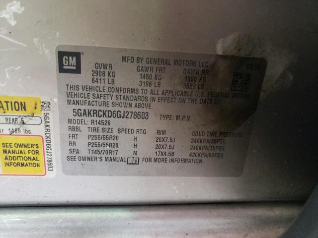 Photo 10 from auction – 2016 BUICK ENCLAVE with VIN 5GAKRCKD6GJ278603
