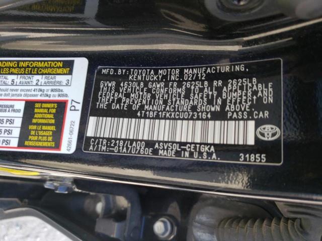 Photo 10 from auction – 2012 TOYOTA CAMRY BASE with VIN 4T1BF1FKXCU073164