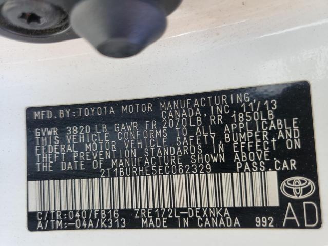 Photo 10 from auction – 2014 TOYOTA COROLLA L with VIN 2T1BURHE5EC062329