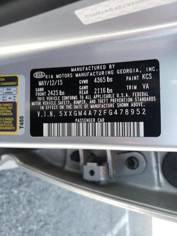 Photo 10 from auction – 2015 KIA OPTIMA LX with VIN 5XXGM4A72FG478952