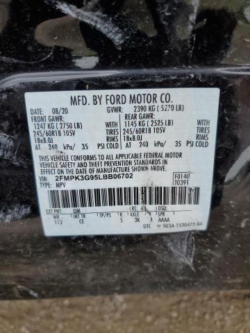 Photo 10 from auction – 2020 FORD EDGE SE with VIN 2FMPK3G95LBB06702