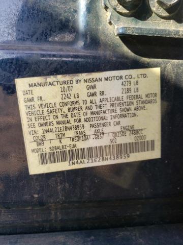 Photo 10 from auction – 2008 NISSAN ALTIMA 2.5 with VIN 1N4AL21E28N438959