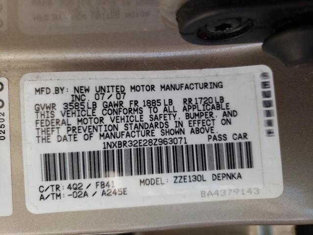 Photo 10 from auction – 2008 TOYOTA COROLLA CE with VIN 1NXBR32E28Z963071