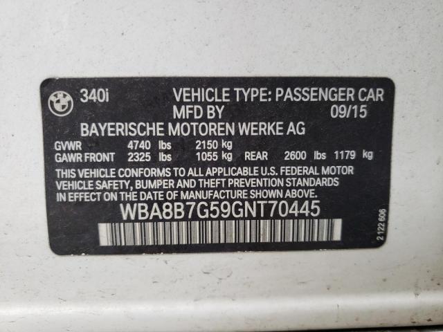 Photo 10 from auction – 2016 BMW 340 XI with VIN WBA8B7G59GNT70445