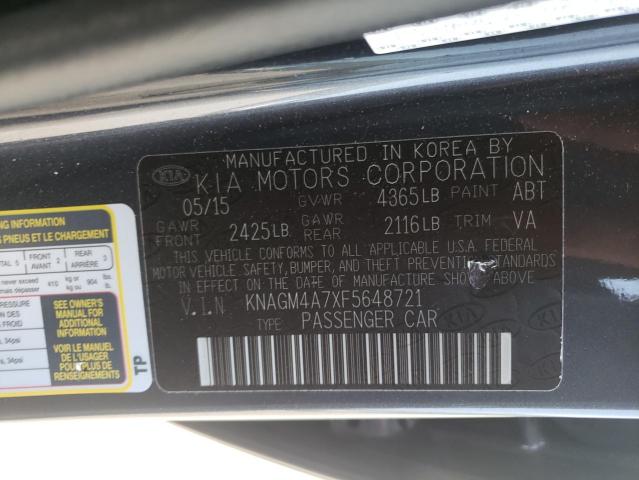 Photo 10 from auction – 2015 KIA OPTIMA LX with VIN KNAGM4A7XF5648721