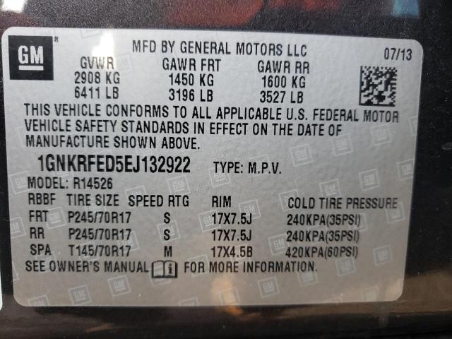 Photo 10 from auction – 2014 CHEVROLET TRAVERSE L with VIN 1GNKRFED5EJ132922