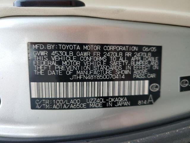Photo 10 from auction – 2005 LEXUS SC 430 with VIN JTHFN48Y850070414