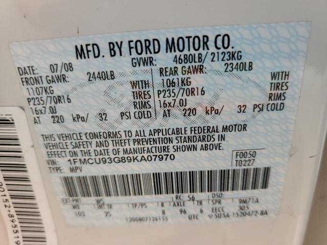 Photo 10 from auction – 2009 FORD ESCAPE XLT with VIN 1FMCU93G89KA07970