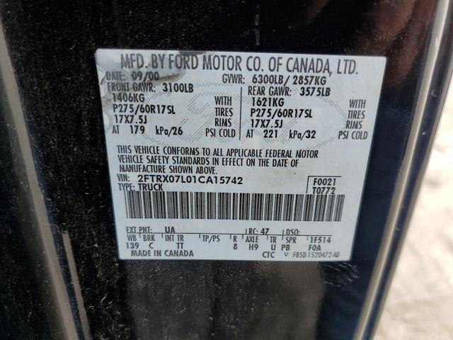 Photo 10 from auction – 2001 FORD F150 with VIN 2FTRX07L01CA15742