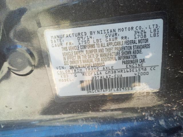 Photo 10 from auction – 2015 NISSAN VERSA S with VIN 3N1CN7AP3FL859553