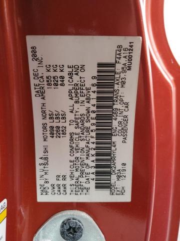 Photo 10 from auction – 2009 MITSUBISHI ECLIPSE GS with VIN 4A3AK24F59E041469