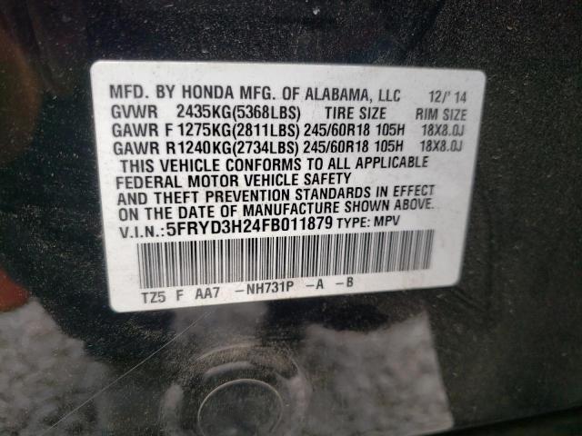 Photo 10 from auction – 2015 ACURA MDX with VIN 5FRYD3H24FB011879