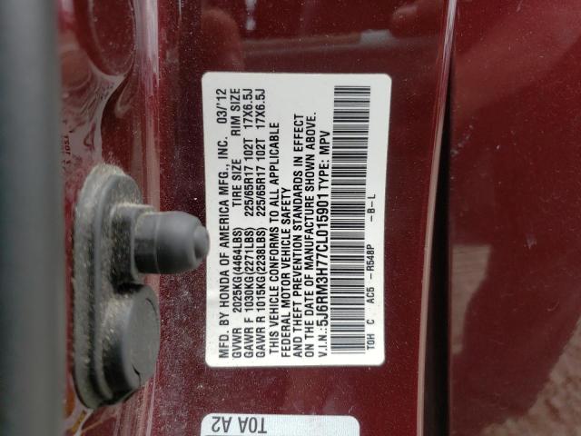 Photo 10 from auction – 2012 HONDA CR-V EXL with VIN 5J6RM3H77CL015901
