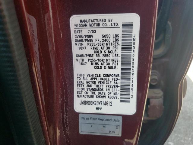Photo 10 from auction – 2003 NISSAN PATHFINDER with VIN JN8DR09X93W714612