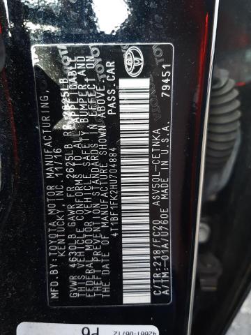Photo 10 from auction – 2017 TOYOTA CAMRY LE with VIN 4T1BF1FK2HU704884