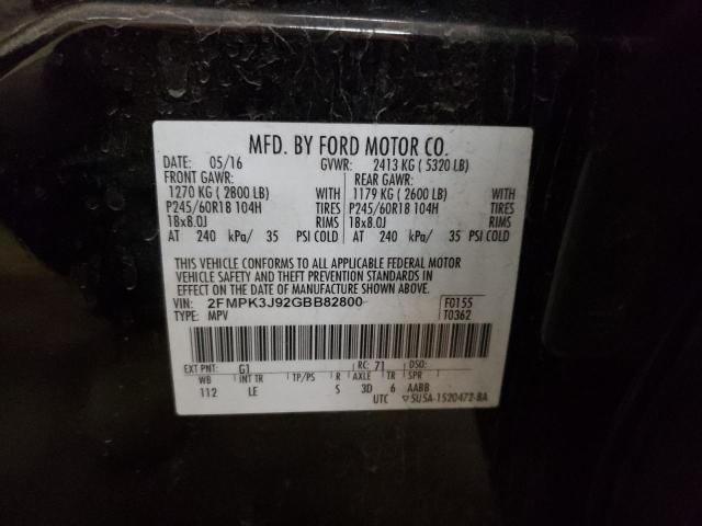 Photo 10 from auction – 2016 FORD EDGE SEL with VIN 2FMPK3J92GBB82800