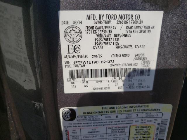 Photo 10 from auction – 2014 FORD F150 SUPER with VIN 1FTFW1ET9EFB21373
