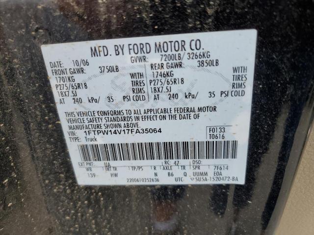 Photo 10 from auction – 2007 FORD F150 SUPER with VIN 1FTPW14V17FA35064