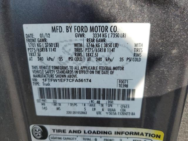 Photo 10 from auction – 2012 FORD F150 SUPER with VIN 1FTFW1EF7CFA56174