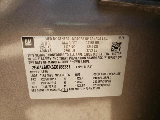 Photo 10 from auction – 2012 GMC TERRAIN SL with VIN 2GKALMEK6C6188231