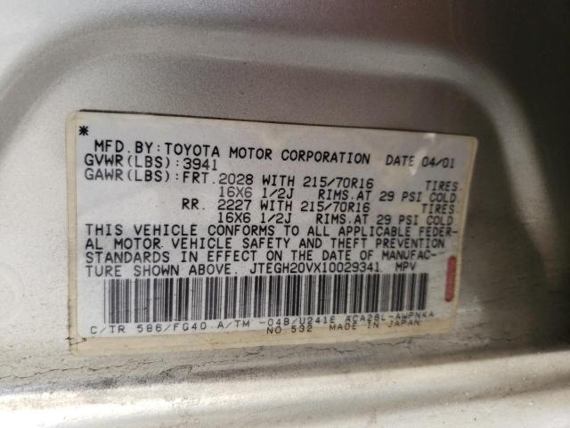 Photo 10 from auction – 2001 TOYOTA RAV4 with VIN JTEGH20VX10029341