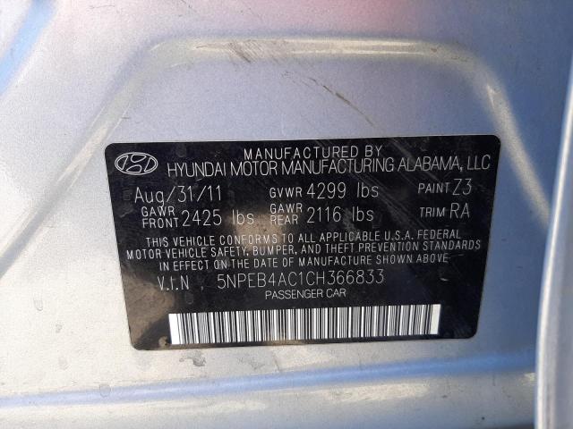 Photo 10 from auction – 2012 HYUNDAI SONATA GLS with VIN 5NPEB4AC1CH366833