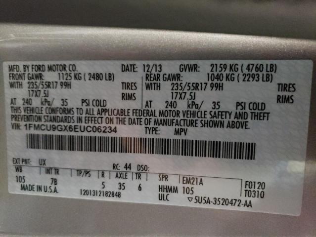 Photo 10 from auction – 2014 FORD ESCAPE SE with VIN 1FMCU9GX6EUC06234