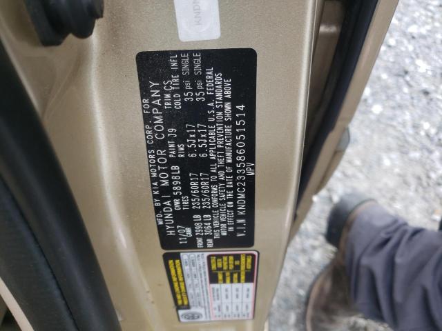 Photo 10 from auction – 2008 HYUNDAI ENTOURAGE with VIN KNDMC233586051514