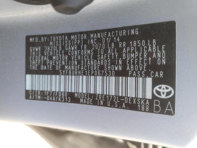 Photo 10 from auction – 2014 TOYOTA COROLLA L with VIN 5YFBURHE1EP067530