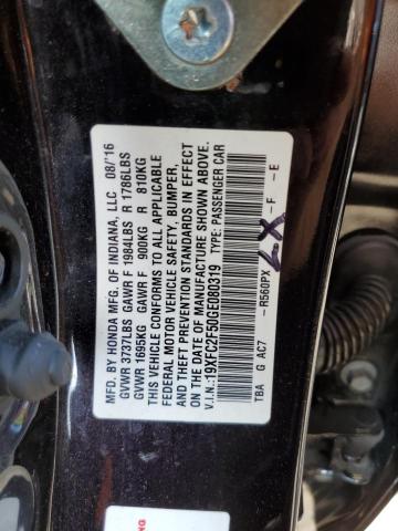 Foto 10 de la subasta – 2016 HONDA CIVIC LX con VIN 19XFC2F50GE080319