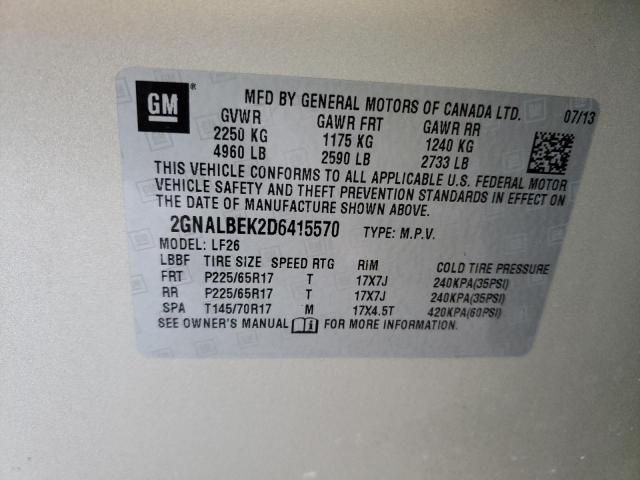 Photo 10 from auction – 2013 CHEVROLET EQUINOX LS with VIN 2GNALBEK2D6415570