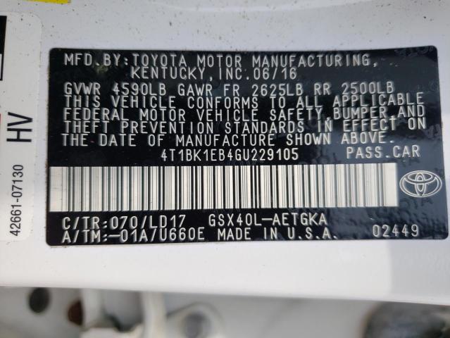 Photo 10 from auction – 2016 TOYOTA AVALON with VIN 4T1BK1EB4GU229105