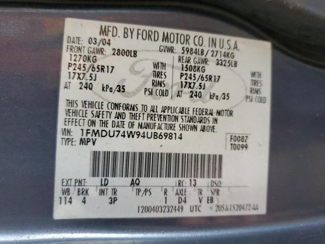 Photo 10 from auction – 2004 FORD EXPLORER E with VIN 1FMDU74W94UB69814